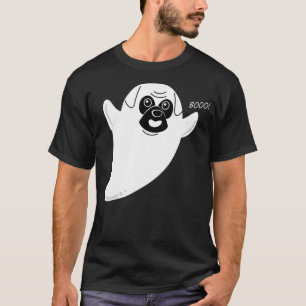 Cute Cartoon Ghost Pug Costume Easy Dog Halloween  T-Shirt