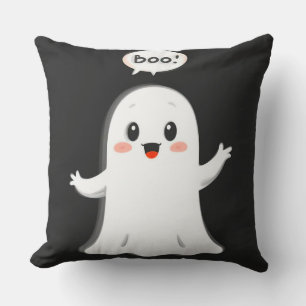 Cute Cartoon Ghost Saying Boo Cushion