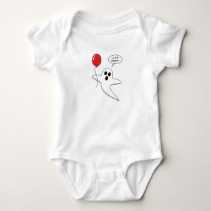 Cute Cartoon Ghost with Red Balloon Baby Bodysuit