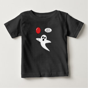 Cute Cartoon Ghost with Red Balloon Baby T-Shirt