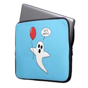 Cute Cartoon Ghost with Red Balloon Laptop Sleeve