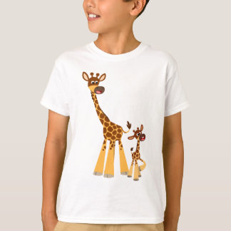 Cute Cartoon Giraffe and Calf  Kids T-Shirt