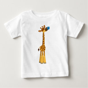 Cute Cartoon Giraffe and Flower Baby T-Shirt