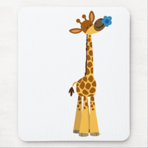 Cute Cartoon Giraffe and Flower Mousepad
