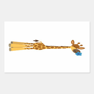 Cute Cartoon Giraffe and Flower Sticker