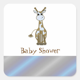 Cute Cartoon Giraffe Baby Shower Square Sticker