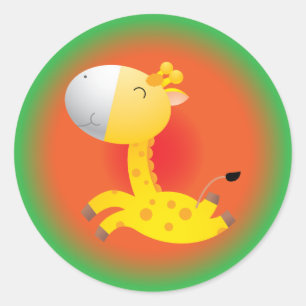 Cute Cartoon Giraffe Classic Round Sticker