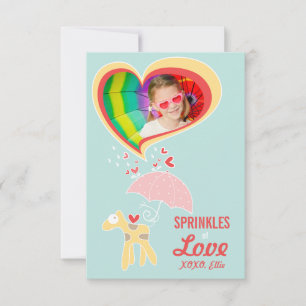 Cute Cartoon Giraffe Classroom Kid Valentine Photo Invitation