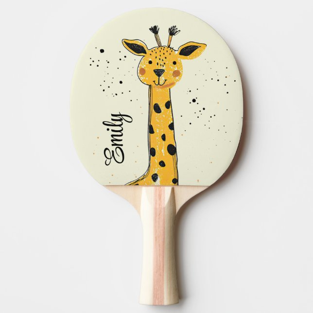 Cute cartoon giraffe head decoration ping pong paddle (Front)