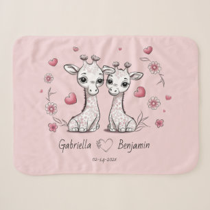 Cute Cartoon Giraffe Lovers Heart Valentine’s Day Sherpa Blanket