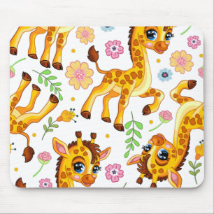 Cute cartoon giraffe mouse mat