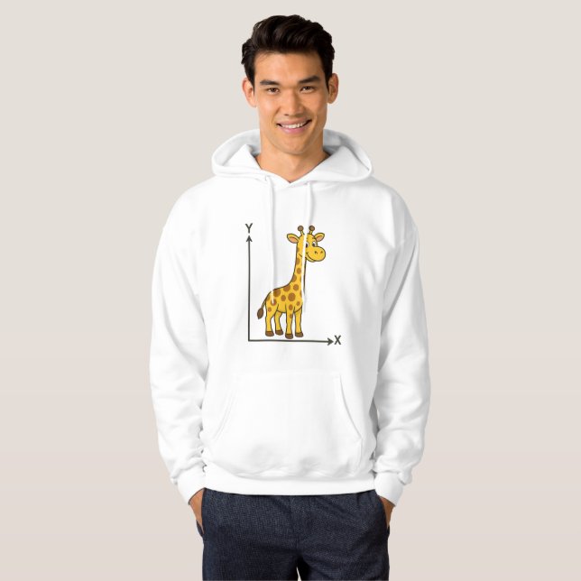 Cute Cartoon Giraffe on Math X-Y Axis Hoodie (Front Full)