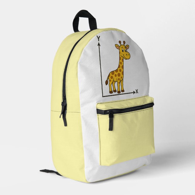 Cute Cartoon Giraffe on Math X-Y Axis Printed Backpack (Back Corner Left)