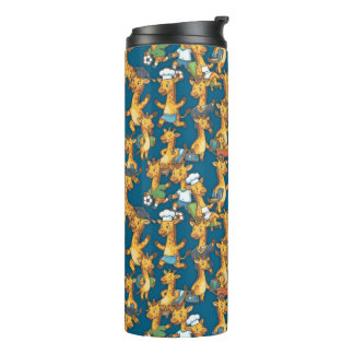 Cute Cartoon Giraffe Roles Seamless Pattern Art Thermal Tumbler