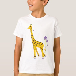 Cute Cartoon Giraffe Skating Kids Long Sleeve T-Shirt