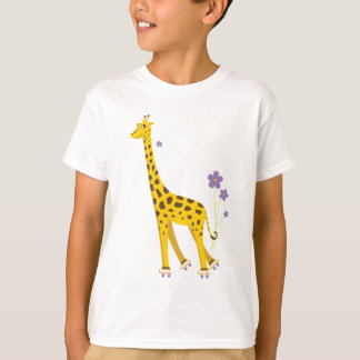 Cute Cartoon Giraffe Skating Kids Long Sleeve T-Shirt