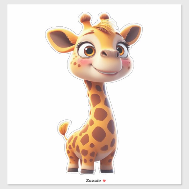 Cute Cartoon Giraffe Standing Cheerfully (Sheet)