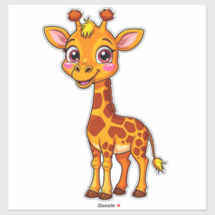 Cute Cartoon Giraffe Standing Cheerfully