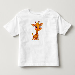 Cute Cartoon Giraffe Standing Cheerfully Toddler T-Shirt