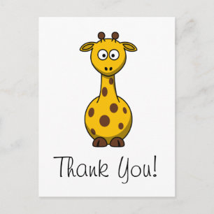 Cute Cartoon Giraffe Thank You Card