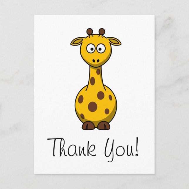 Cute Cartoon Giraffe Thank You Card (Front)