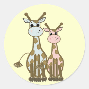 Cute Cartoon Giraffes Classic Round Sticker