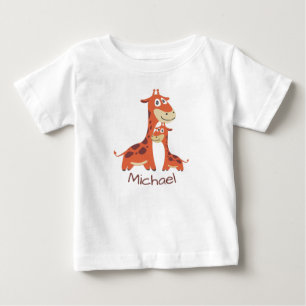Cute Cartoon Giraffes Personalised Baby T-Shirt