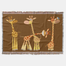 Cute Cartoon Giraffes: The Herd Throw Blanket