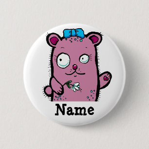 Cute Cartoon Girl Bear Waving 6 Cm Round Badge