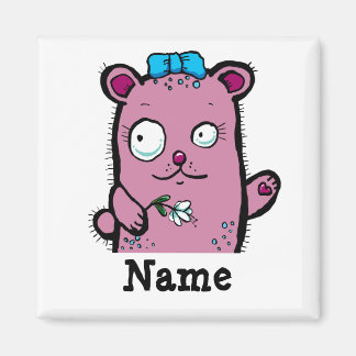 Cute Cartoon Girl Bear Waving Magnet