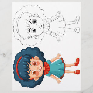 Cute Cartoon girl colouring page