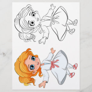 Cute cartoon girl colouring page