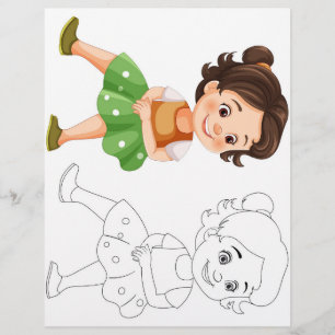 Cute Cartoon girl colouring page