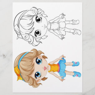 Cute Cartoon girl colouring page
