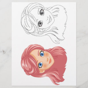 Cute Cartoon girl colouring page
