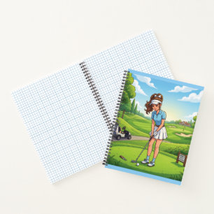 Cute Cartoon Girl Do Golf Sport Notebook