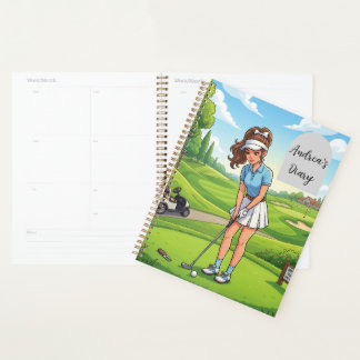 Cute Cartoon Girl Do Golf Sport | Personalise Planner
