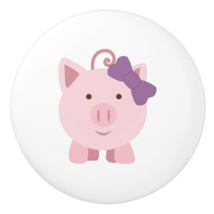 Cute Cartoon Girl Pig Ceramic Knob