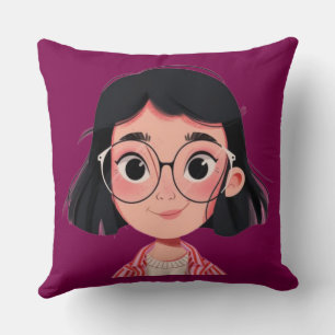 Cute Cartoon Girl Pillow – Stylish Gift for Women