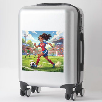 Cute Cartoon Girl Playing Soccer Football