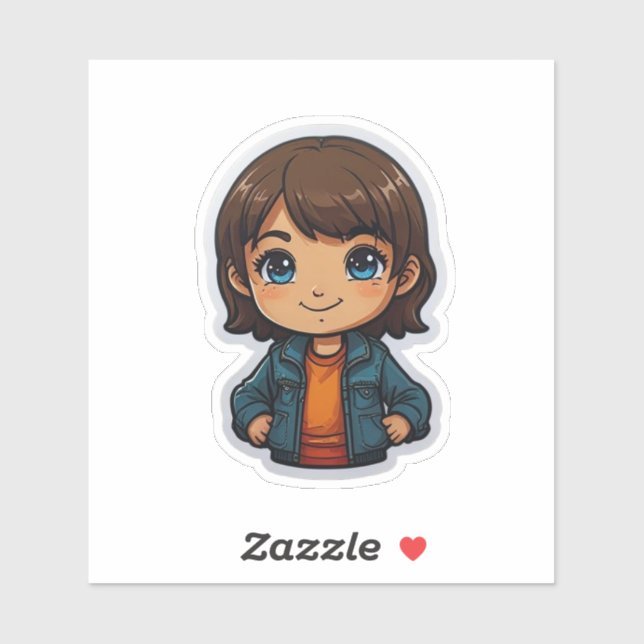  Cute Cartoon Girl Sticker – Perfect for Kids and  (Sheet)