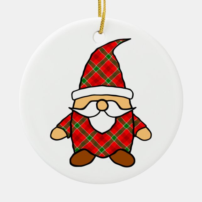 Cute Cartoon Gnome Drawing  Ceramic Ornament (Front)