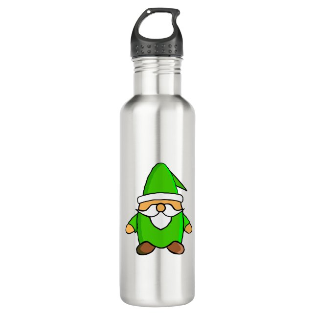 Cute Cartoon Gnome Stainless Steel Water Bottle (Front)