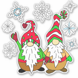 Cute Cartoon Gnomes and Snowflakes Christmas