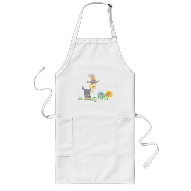 Cute Cartoon Goat and Flowers Cooking Apron (Front)