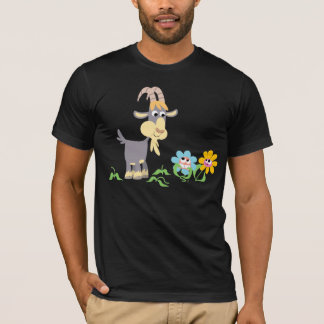Cute Cartoon Goat and Flowers T-Shirt