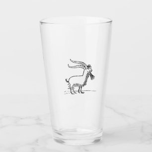 Cute Cartoon Goat, Black and White Farm Animal Glass
