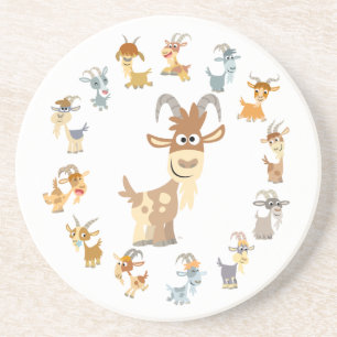 Cute Cartoon Goat Mandala Coaster