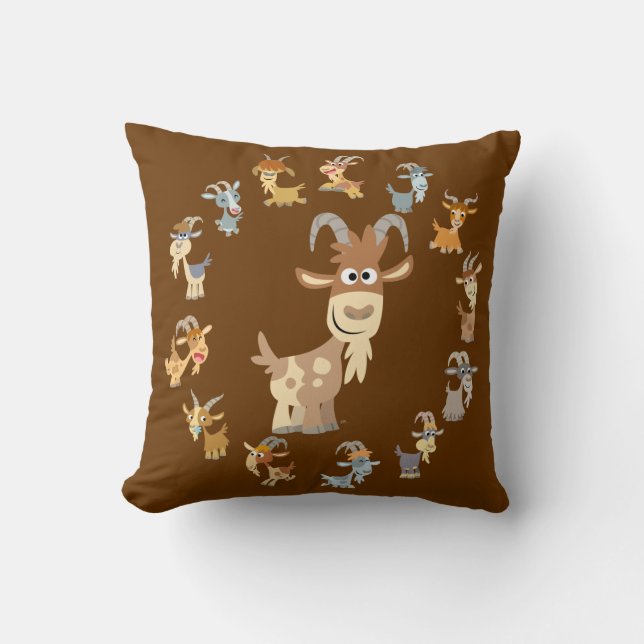 Cute Cartoon Goat Mandala Pillow (Front)