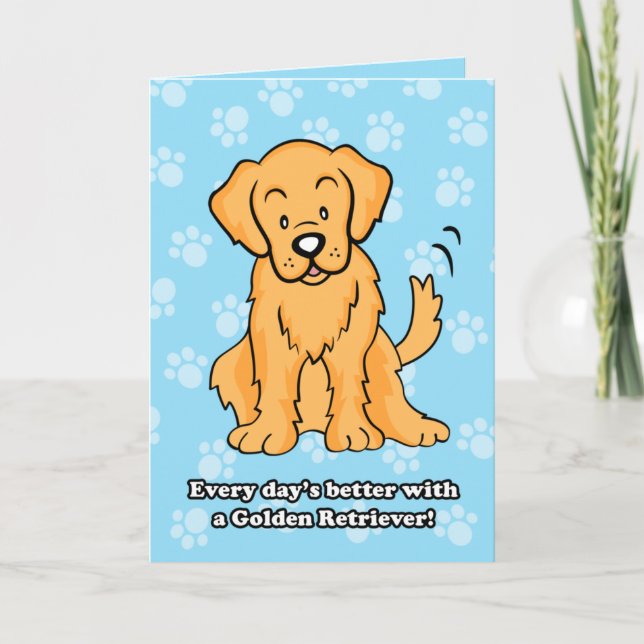 Cute Cartoon Golden Retriever Greeting Card (Front)